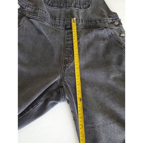 Old Navy Womens Denim Overalls Petite 12 Vintage Wash Black Relaxed Fit Cotton - Picture 7 of 9